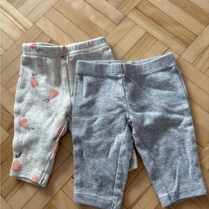 Carter's Gray and Cream Leggings Set with Peach Print